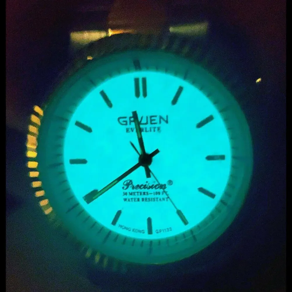 NOS Rare Gruen Embassy Fluted President Lite Dial‎ Mens Watch